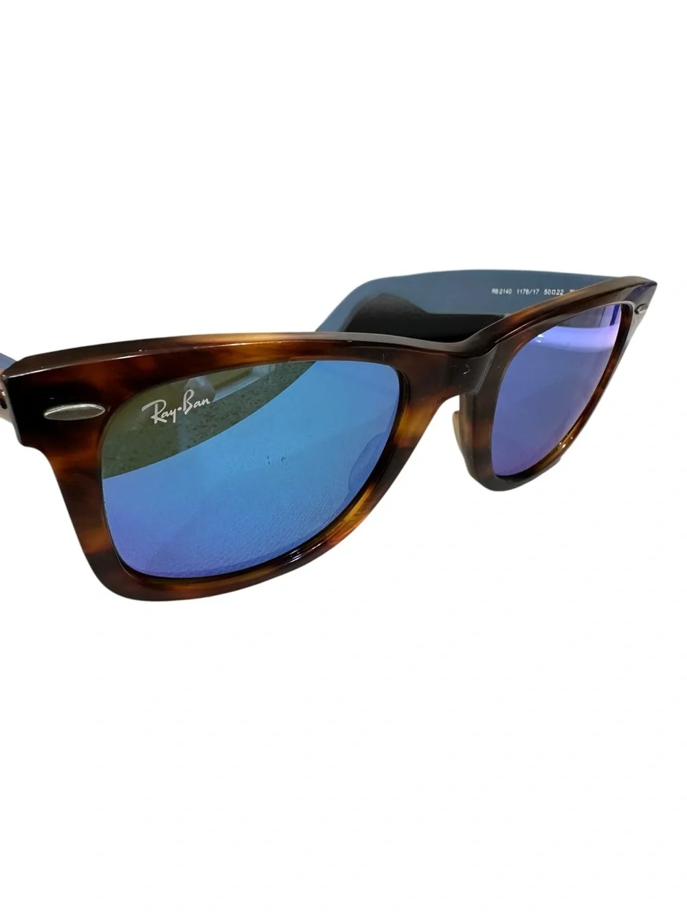Ray-Ban RB2140 1176/17 Original Wayfarer Blue Mirrored Lens - Brown and Blue
